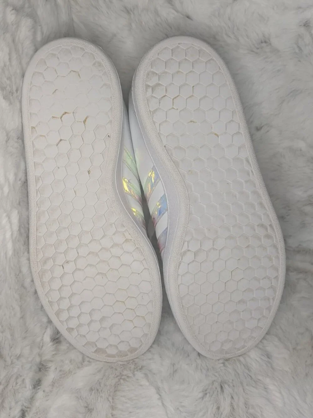 Adidas Grand Court Women's Size 8 White Holographic Iridescent Sneakers EUC
